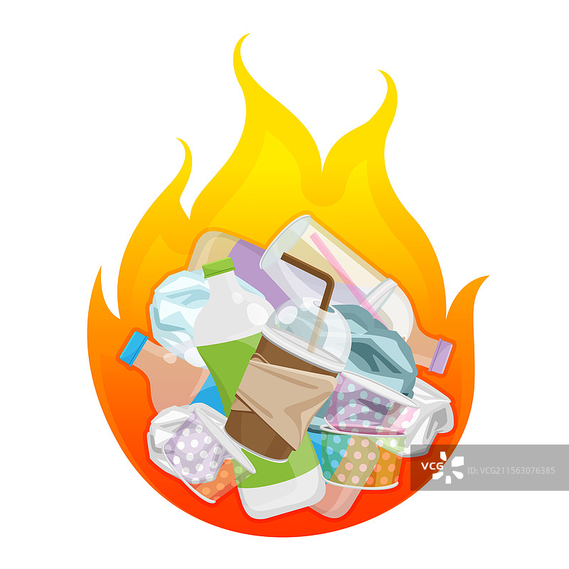 垃圾焚烧废物塑料污染符号图片素材