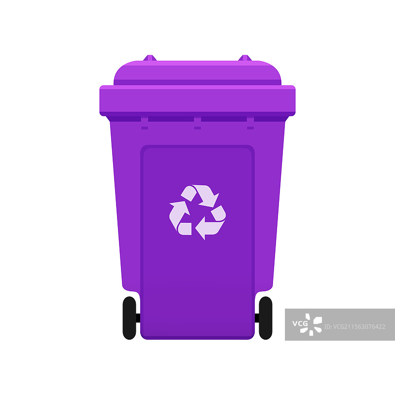 紫色塑料垃圾桶用于回收废物图片素材