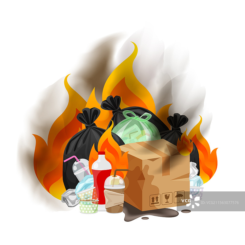 废塑料焚烧造成的污染孤立现象图片素材