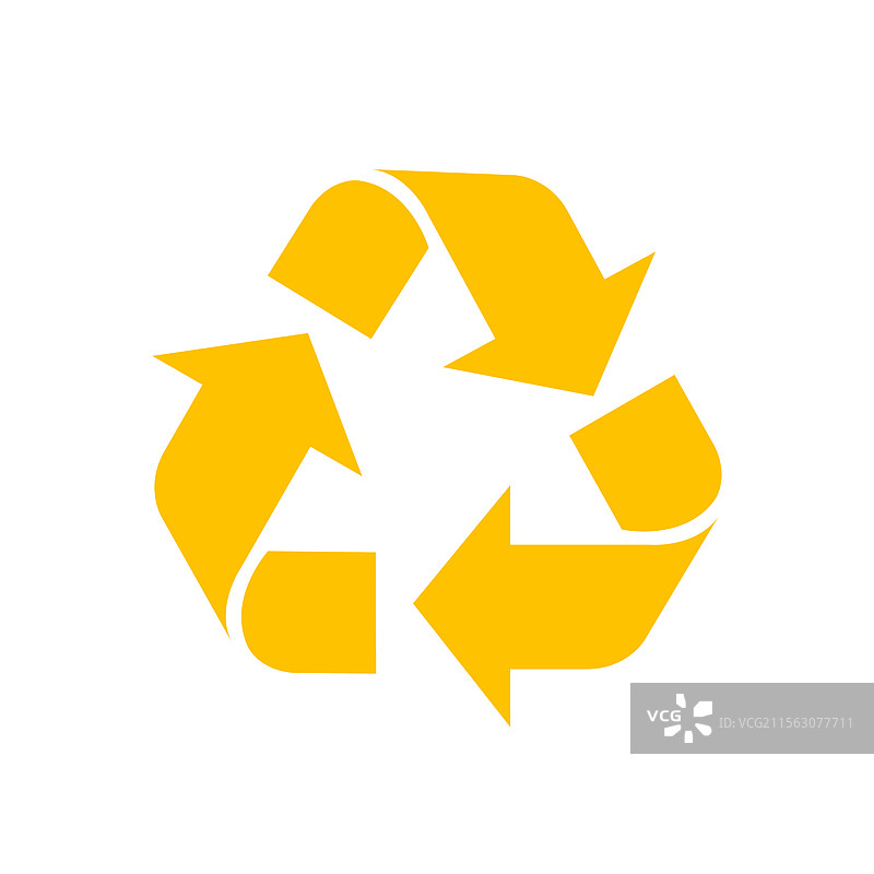 黄色回收标志，孤立在白色背景上图片素材