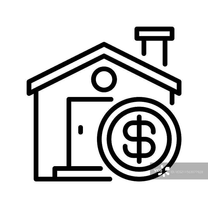 抵押贷款线条图标通用创意图片素材