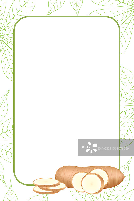 木薯新鲜横幅框架，留有空白供文字使用图片素材