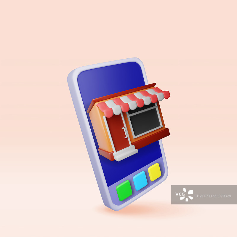 智能手机中的3D条纹遮阳篷商店图片素材