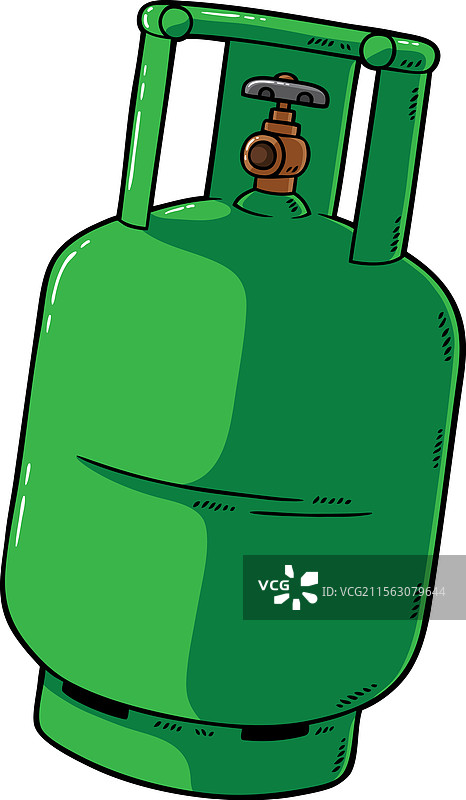 卡通轻型丙烷气罐，绿色图片素材