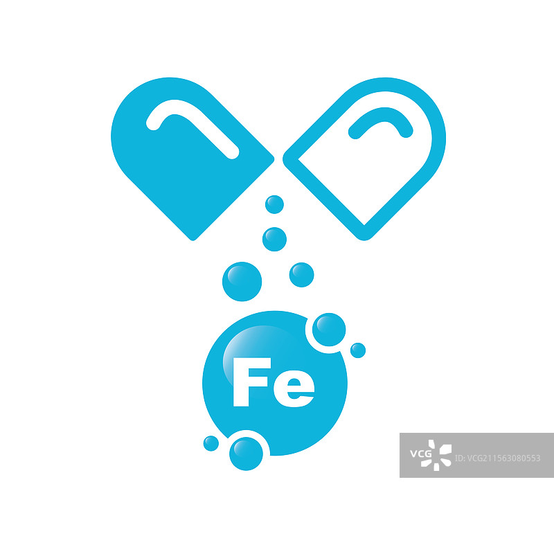 矿物质铁（Fe）和健康维生素图片素材