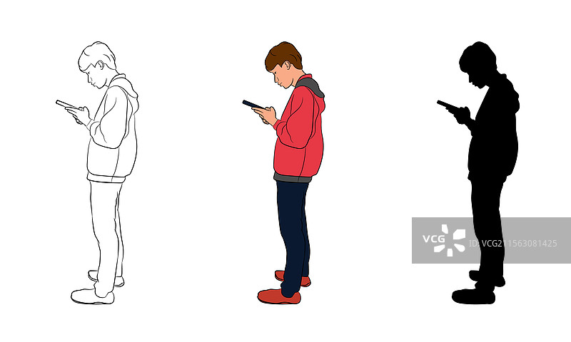 一位年轻男子穿着连帽衫的数字图像图片素材