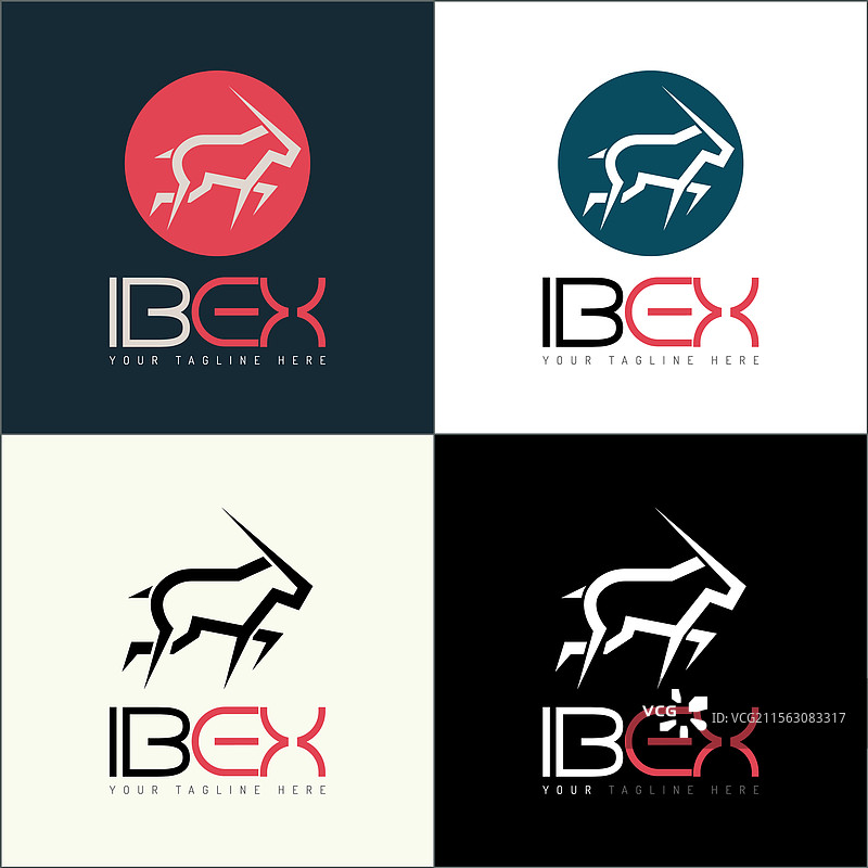 山羊形状的山地羊线条logo模板集合图片素材