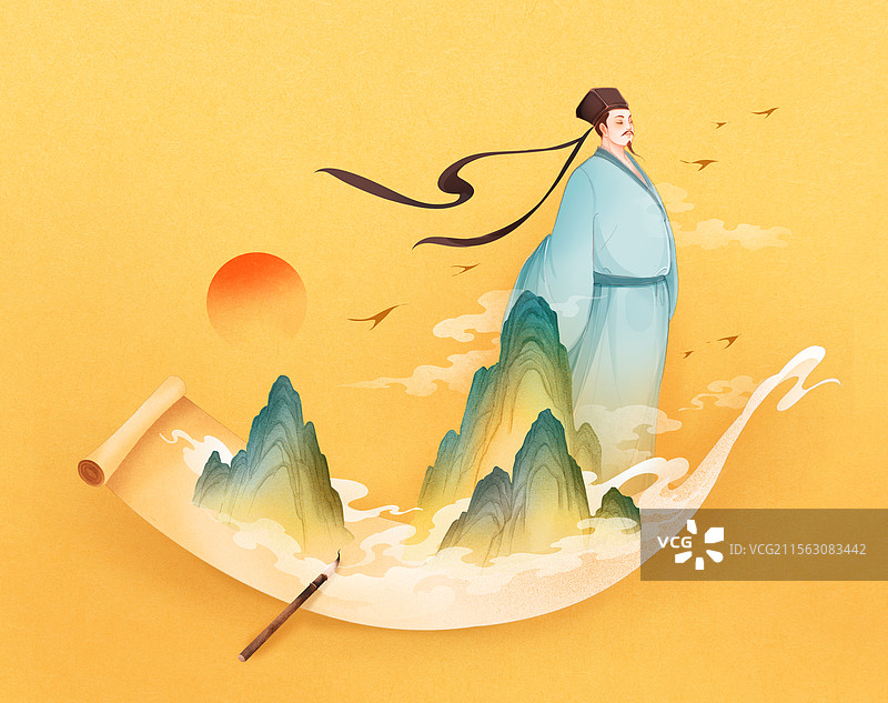 苏轼国风插画图片素材