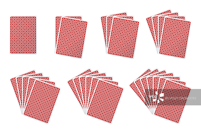 一组扑克牌背面，牌张扇形排列图片素材