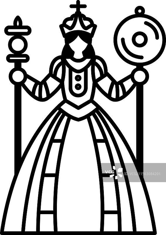 穿着裙子的女人手持王冠和铃铛图片素材