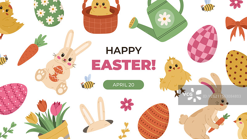 五彩缤纷的横幅，庆祝快乐的复活节图片素材