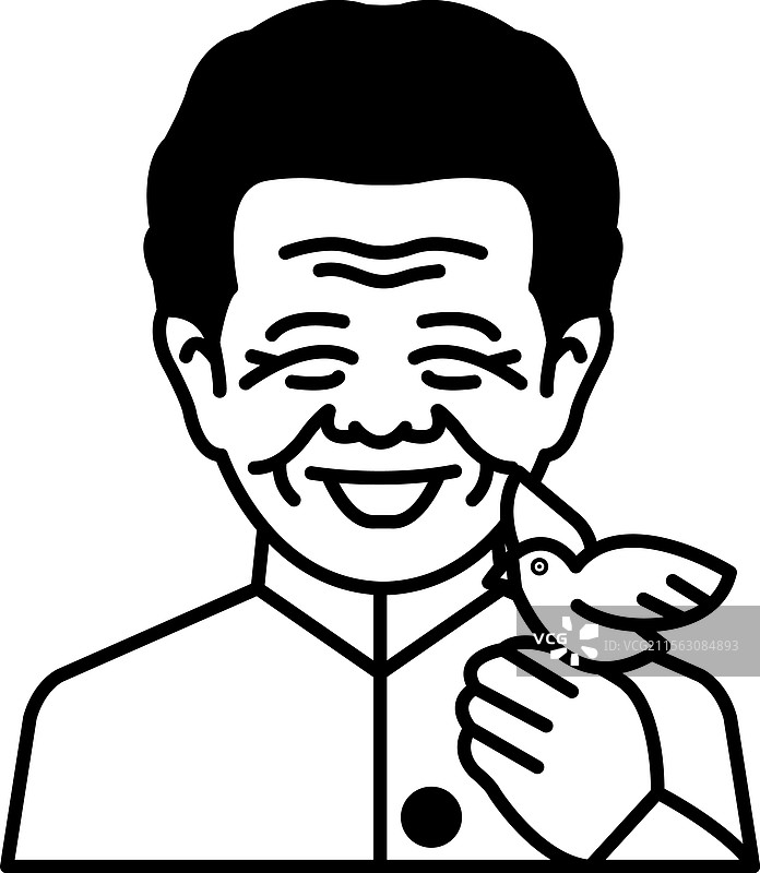 一个男人手里拿着一只白色鸟的卡通画图片素材