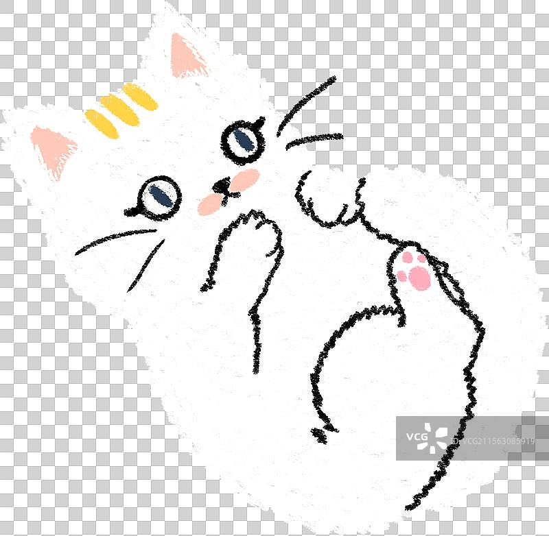 手绘猫咪可爱猫咪免抠元素用于织物桌布窗帘地毯图片素材