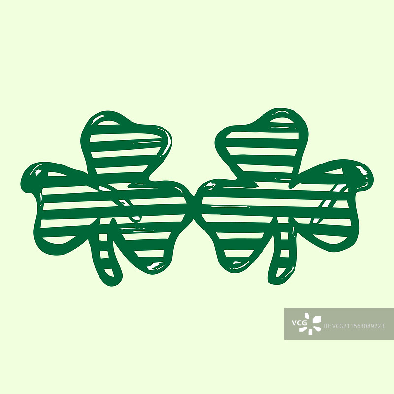 圣帕特里克节条纹三叶草眼镜图片素材