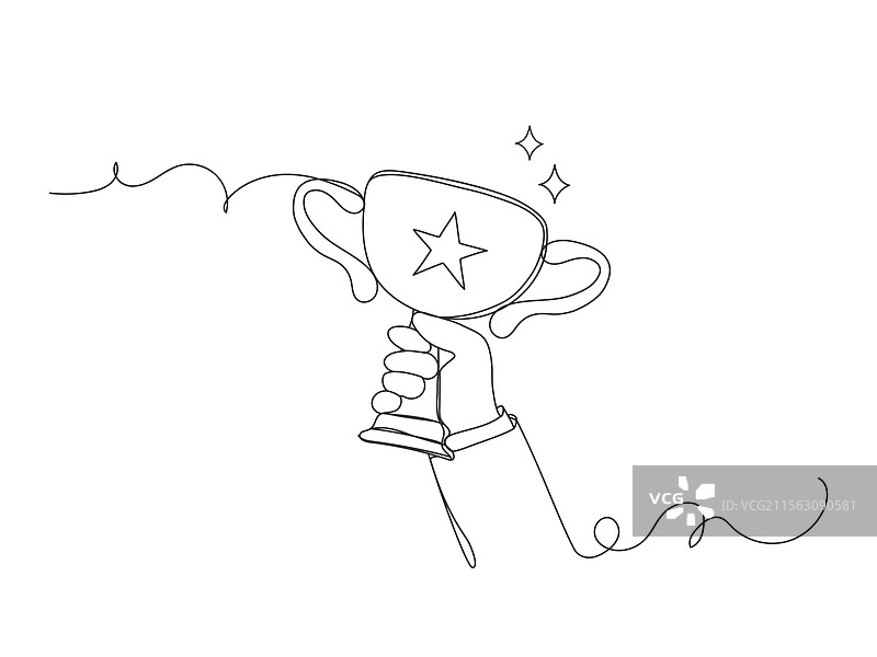 连续一笔画的手握着一个图片素材