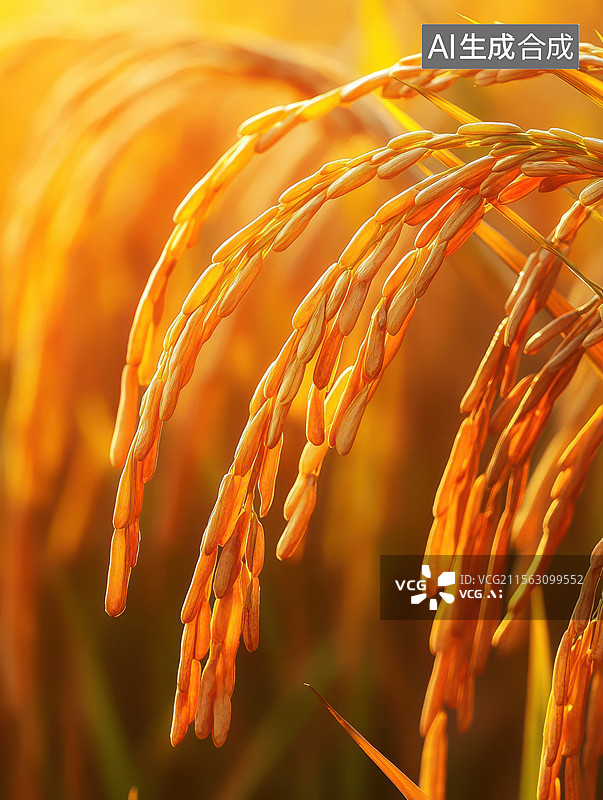 【AI数字艺术】夕阳下的稻穗图片素材