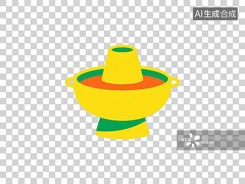 【AI数字艺术】极简主义扁平插画纯色风格火锅元素图图片素材