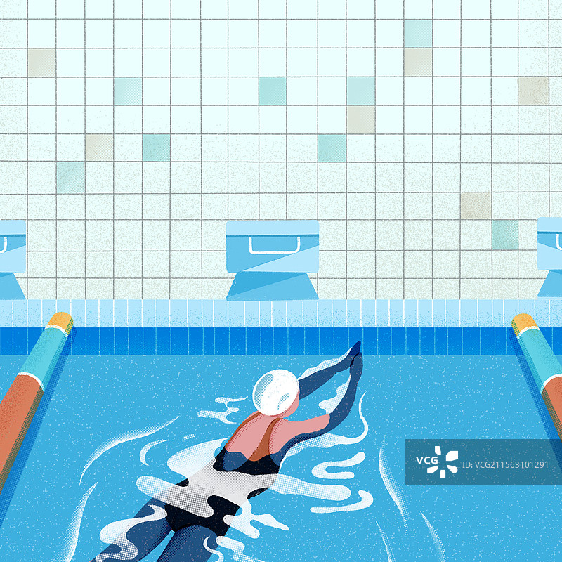 夏天在游泳池游泳的女人图片素材