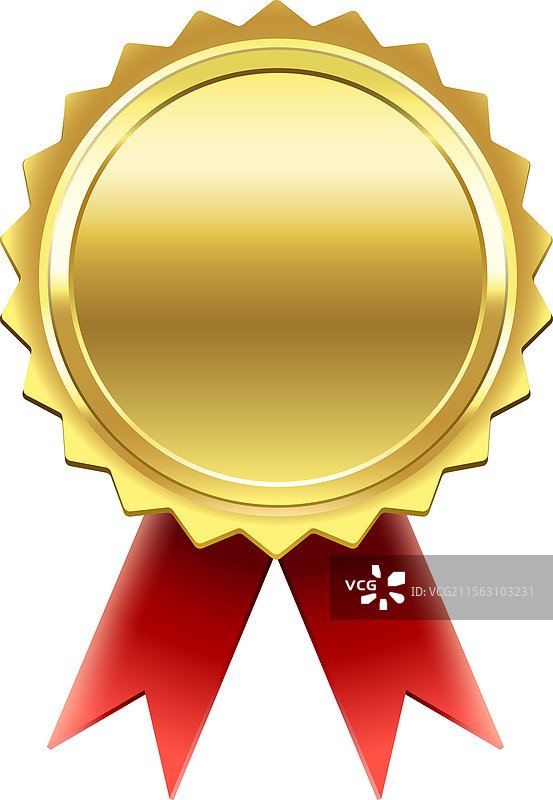 象征的金色印章与红色丝带图片素材