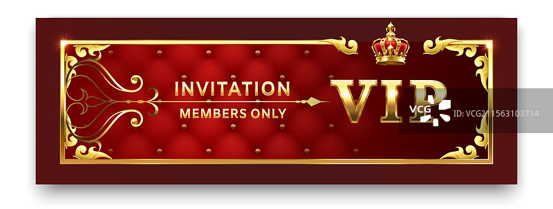 奢华的VIP邀请函，带有金色边框和图片素材