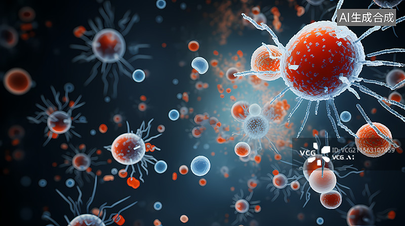 【AI数字艺术】细胞免疫反应对抗原图片素材