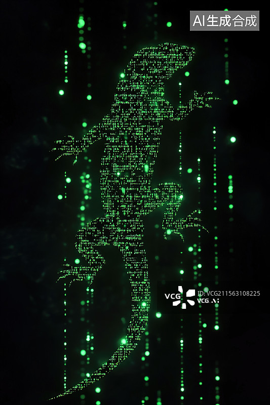 【AI数字艺术】代码中的蝾螈图片素材