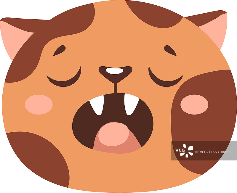 可爱的卡通风格猫咪闭着眼睛打哈欠图片素材