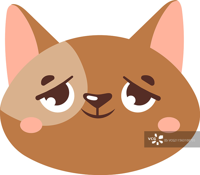 可爱的卡通猫脸，展现出顽皮的神态图片素材