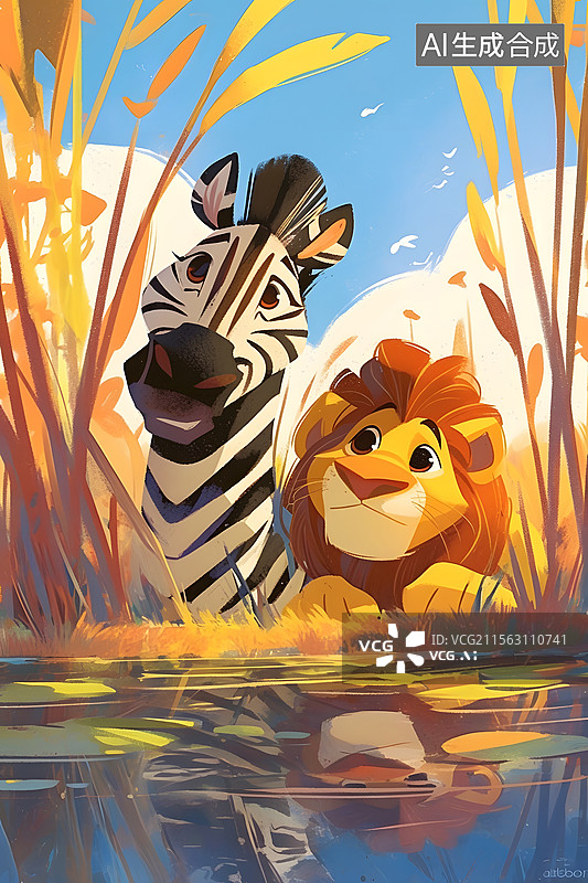 【AI数字艺术】狮子 斑马图片素材