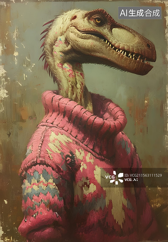 【AI数字艺术】可爱 恐龙 蜥蜴 毛衣图片素材