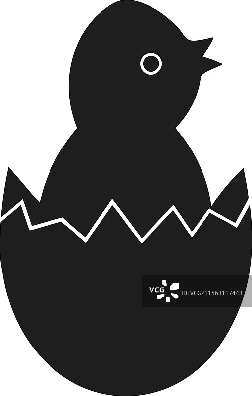 小鸡从蛋壳中孵化的剪影图片素材