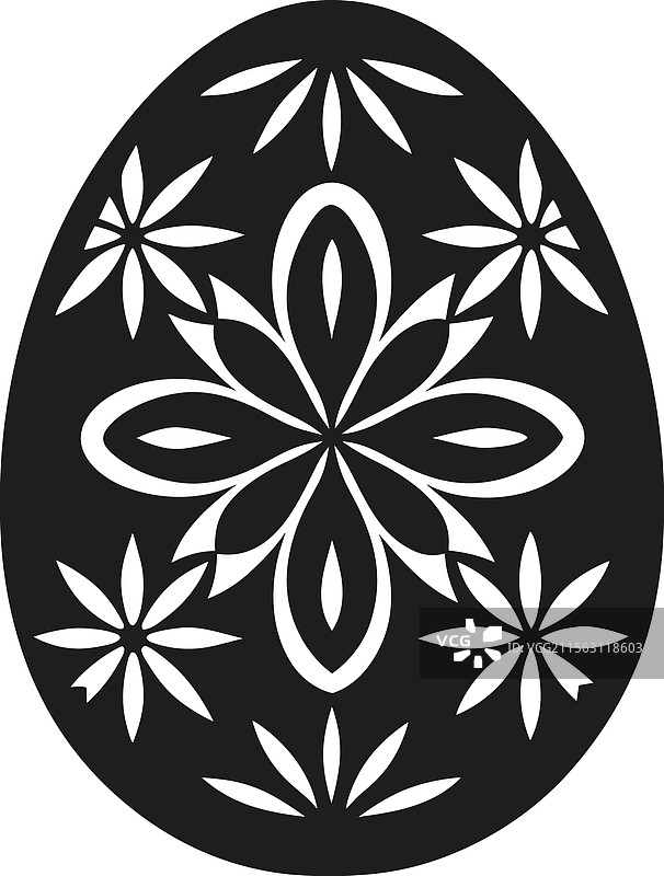 装饰性复活节彩蛋轮廓 - 花卉图案图片素材