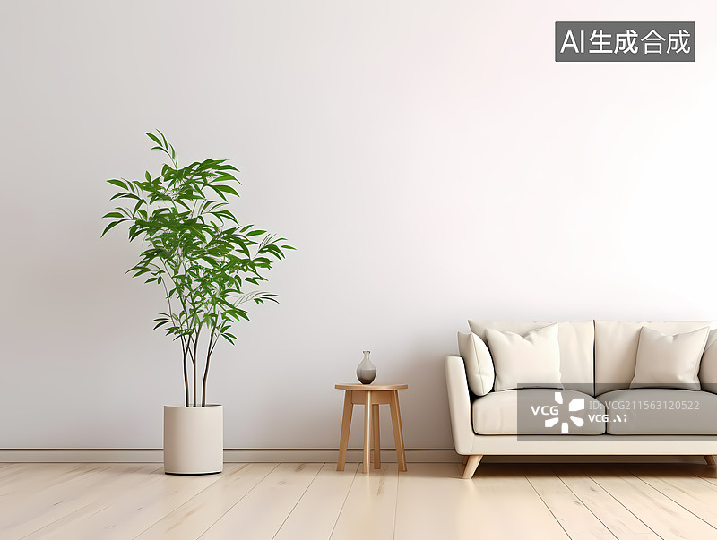 【AI数字艺术】现代简约客厅摆设图片素材