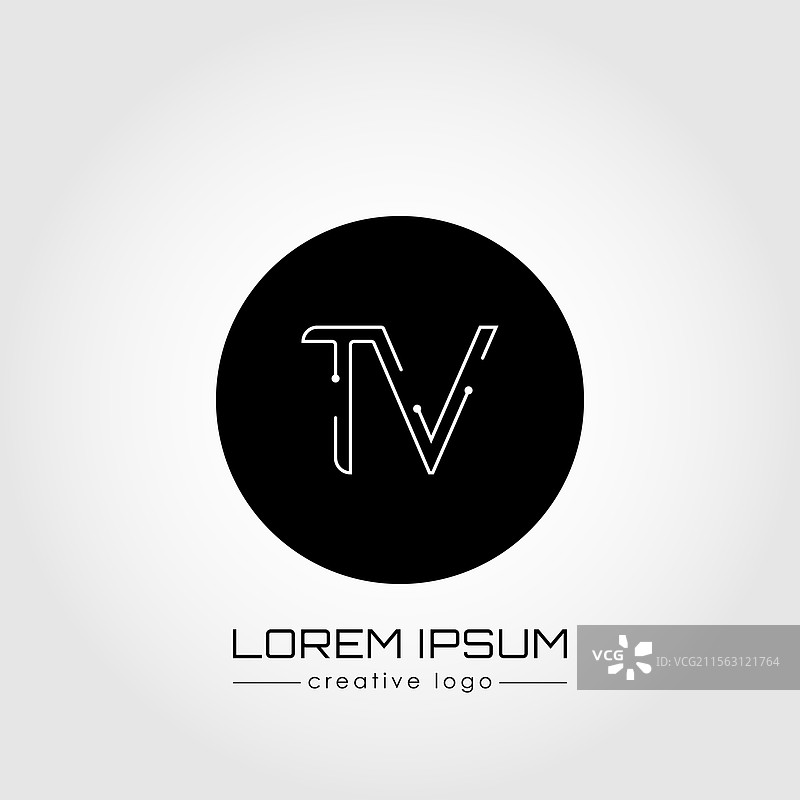 创意logo是字母t和v的设计图片素材
