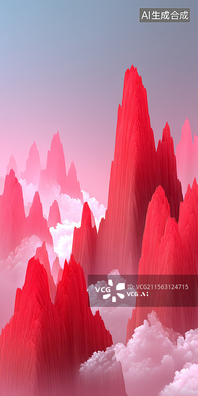 【AI数字艺术】红色国风水墨画背景图片素材