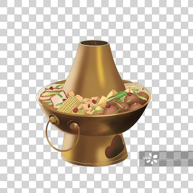 山西美食插画什锦铜火锅图片素材