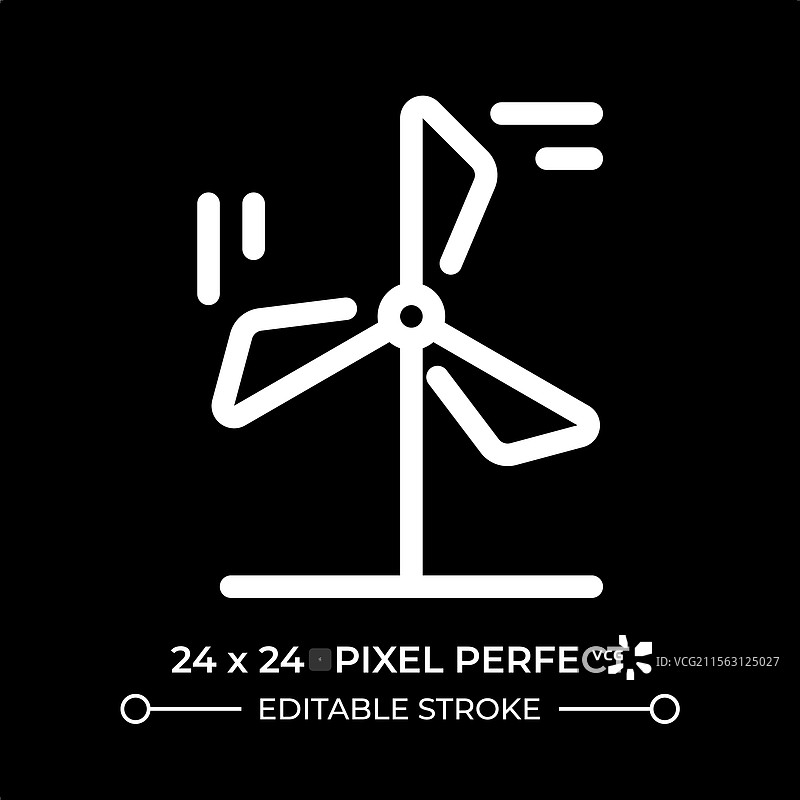 黑色背景上的风力涡轮机线条UI图标图片素材