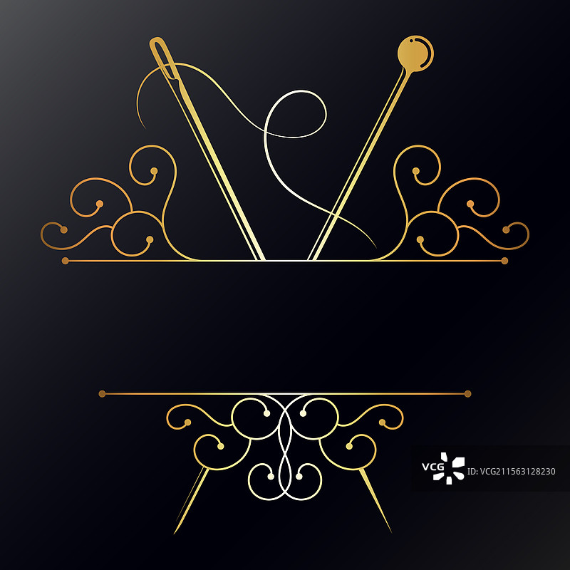 针和线的金色符号招牌图片素材