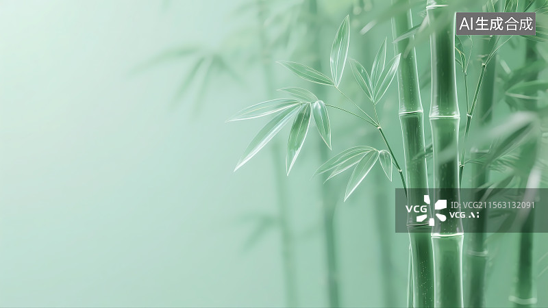 【AI数字艺术】中国风朦胧质感竹林背景壁纸插画图片素材