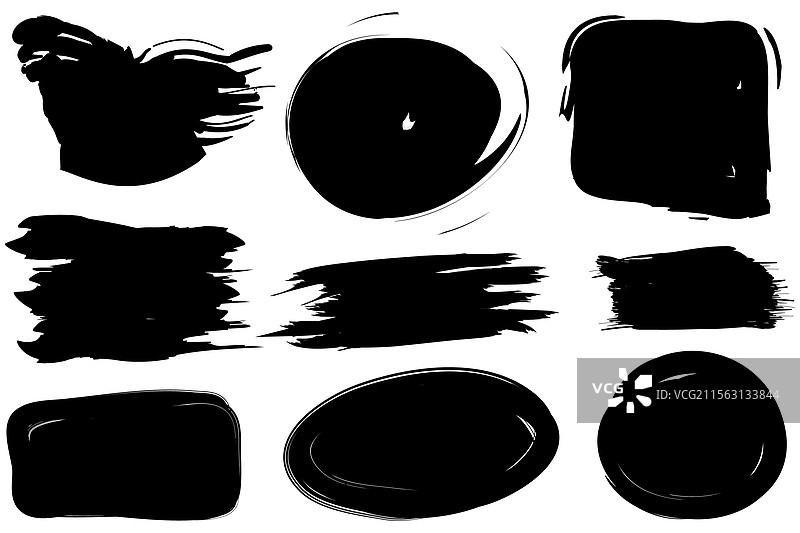 一组不同形状和线条的笔触图片素材