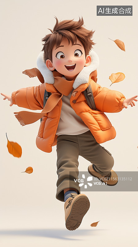【AI数字艺术】冬天穿着厚衣服的3D男孩子图片素材