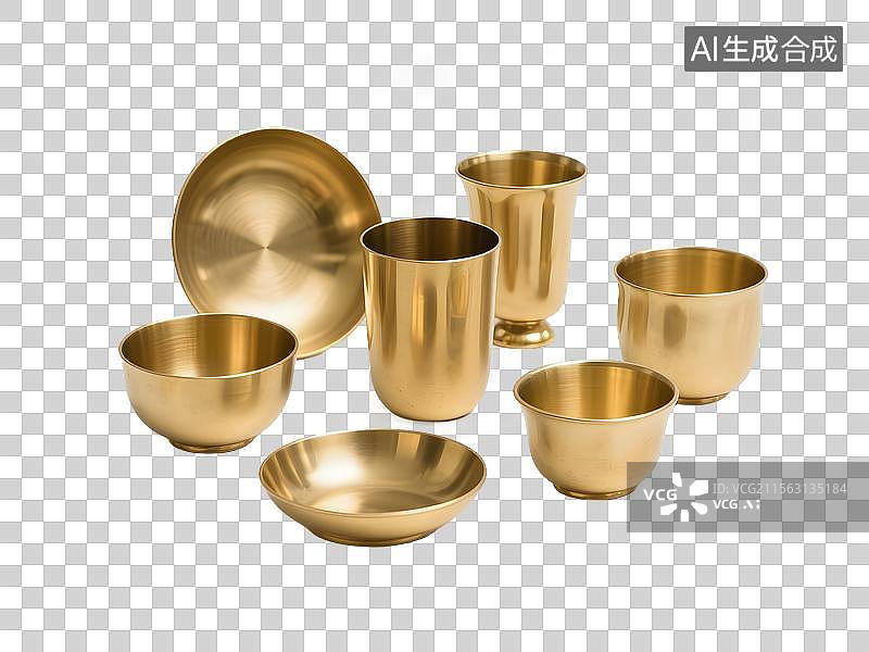 【AI数字艺术】金元宝金条金器黄金制品贵金属图片素材