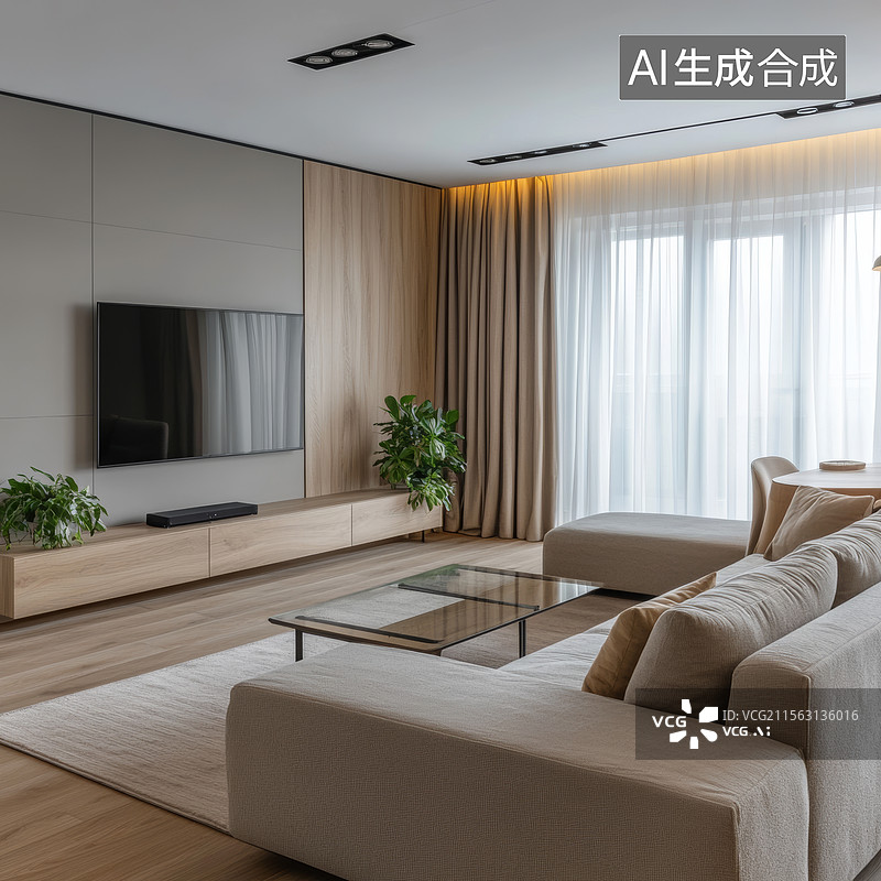 【AI数字艺术】现代简约风格客厅图片素材