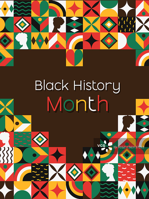 为黑人历史月设计的多彩心形图案图片素材