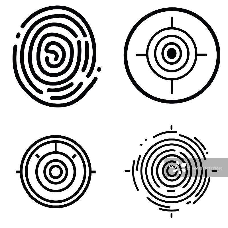 指纹图标集，轮廓风格的指纹图片素材