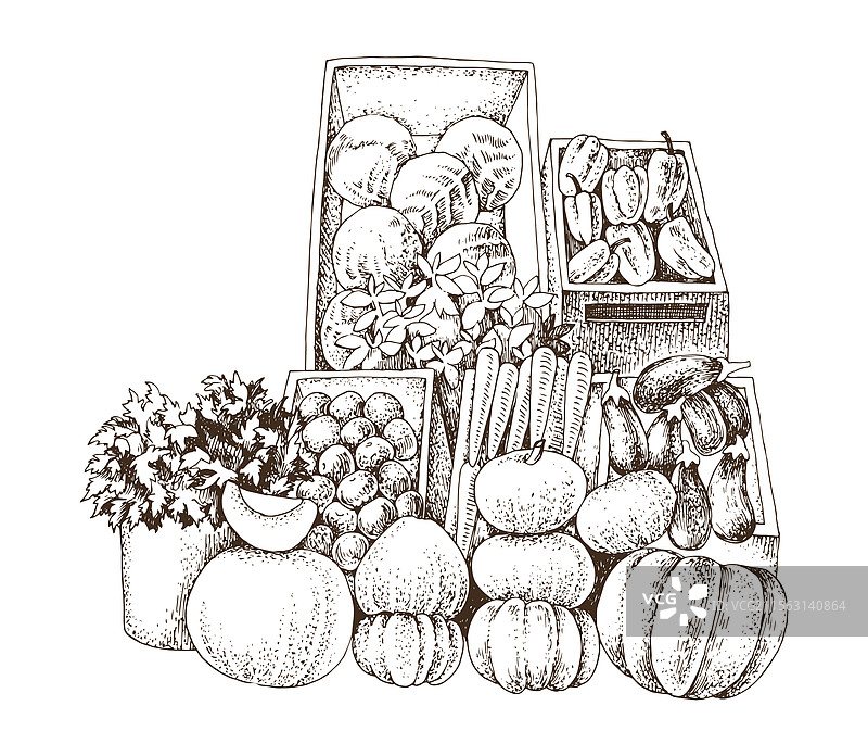 手绘农贸市场图片素材