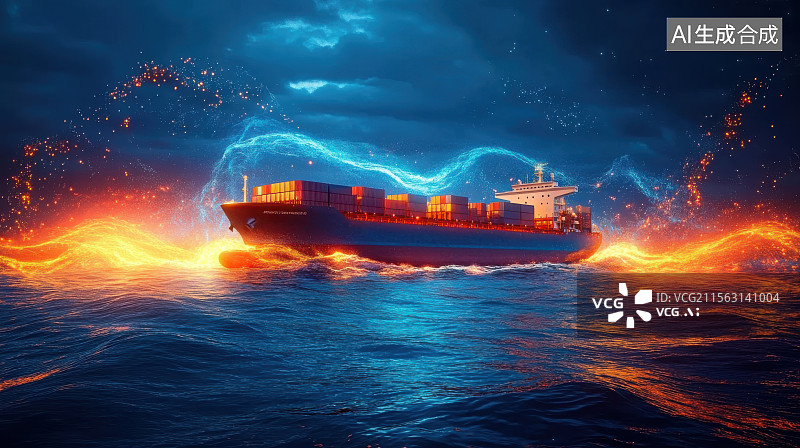 【AI数字艺术】货轮贸易经济关税科技轮船远洋航行图片素材