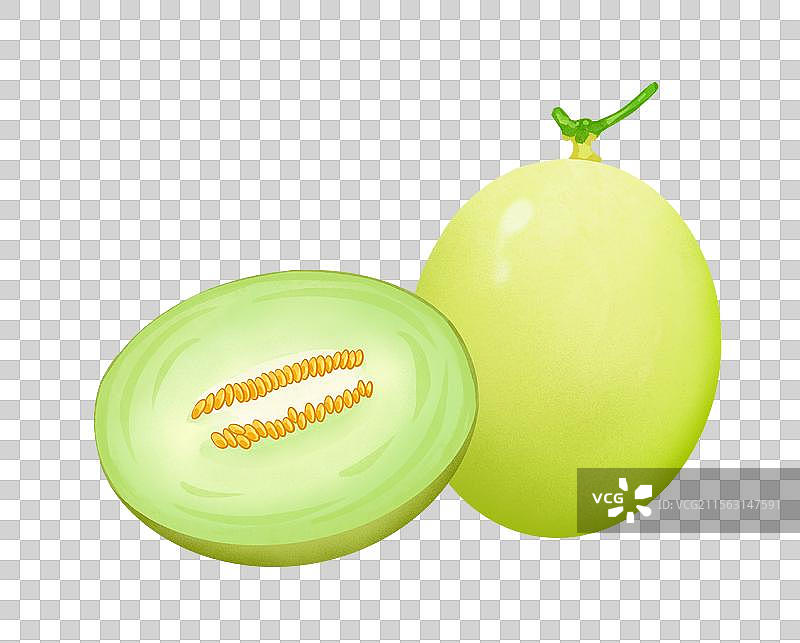 香瓜甜瓜水果季节食物手绘插画元素图片素材