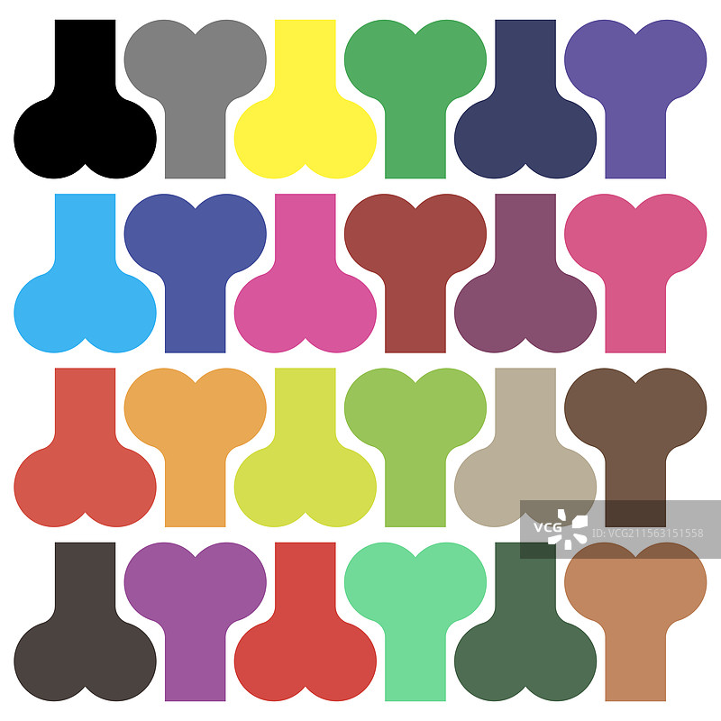 一组彩色骨头的剪贴画图片素材