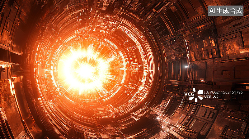 【AI数字艺术】新能源可控核聚变设备人造太阳装置图片素材